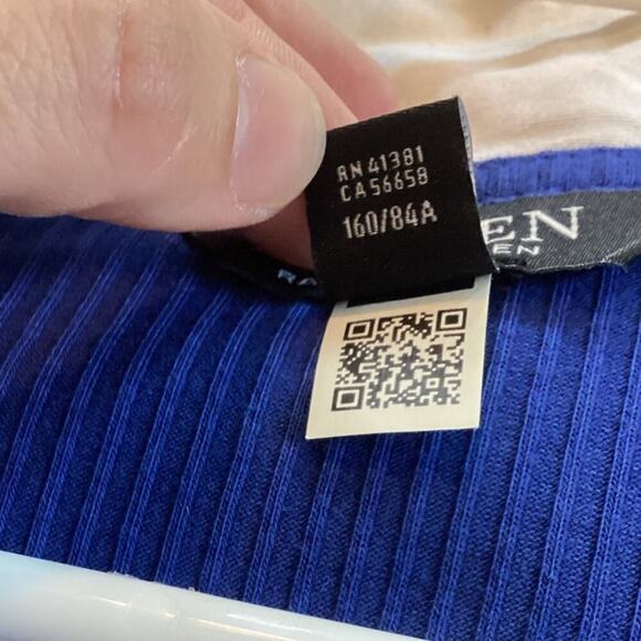 Ralph Lauren Womens Babydoll Top Size Small S Blue Black Label Twisted Front 90s - Picture 7 of 9